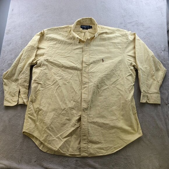 Ralph Lauren Mens Dress Shirt Size XL Button Down Yarmouth Classic Yellow Casual - Picture 6 of 7